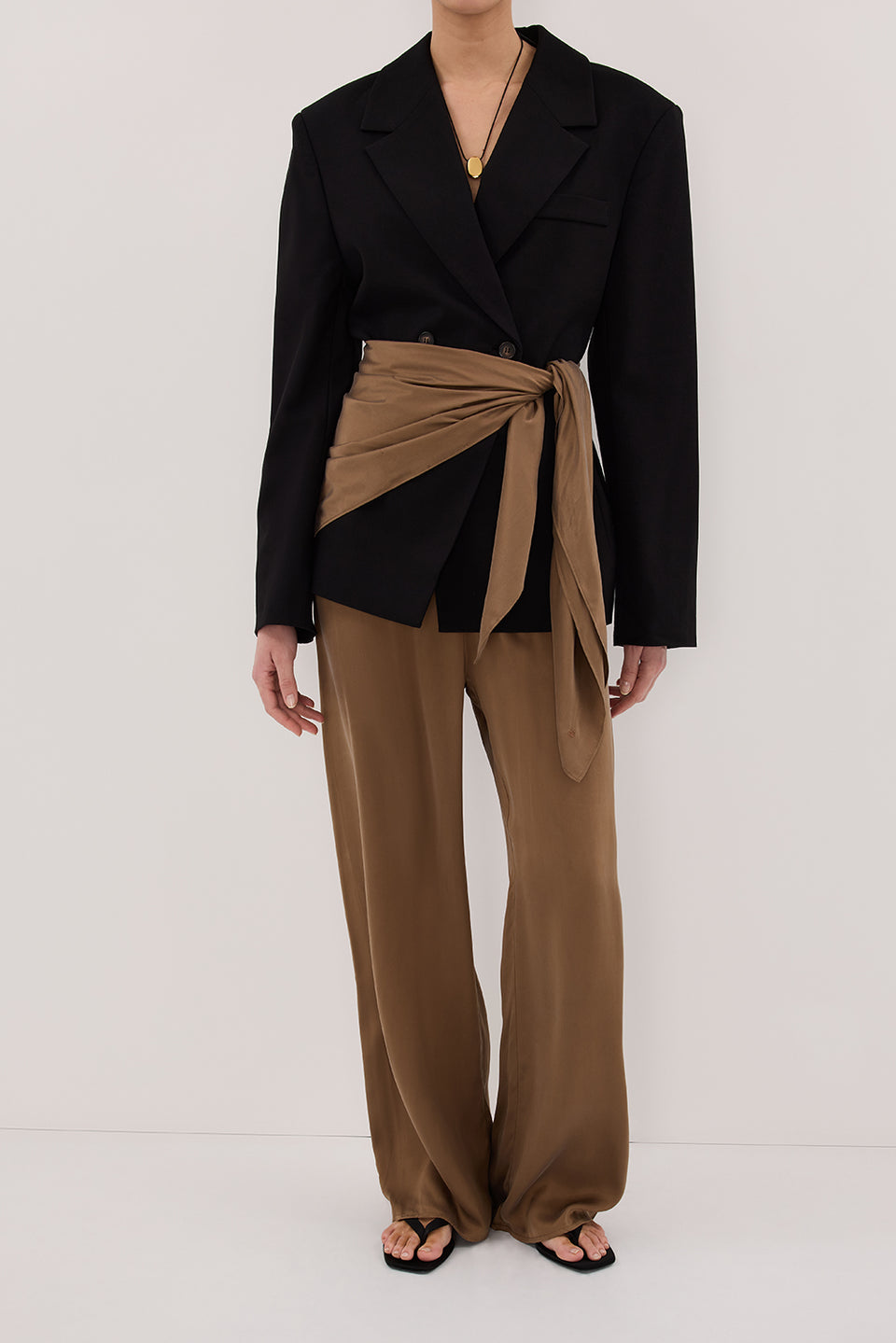 PERCY CHESTNUT SILK SCARF TOP Clothing DISSH Boutiques 