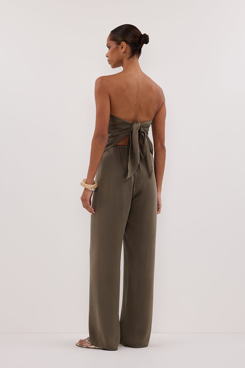 PERCY OLIVE SILK SCARF TOP Clothing DISSH Boutiques 
