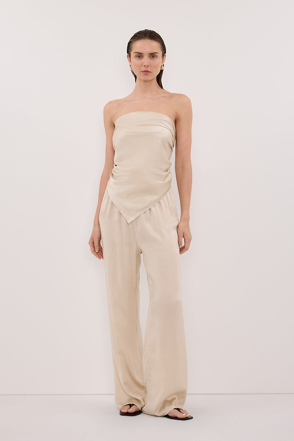 PERCY SANDSTONE SILK SCARF TOP Clothing DISSH Boutiques O/S SANDSTONE 