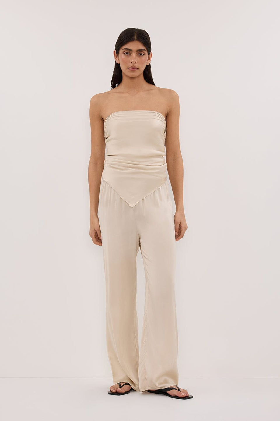 PERCY SANDSTONE SILK SCARF TOP Clothing DISSH Boutiques O/S SANDSTONE 