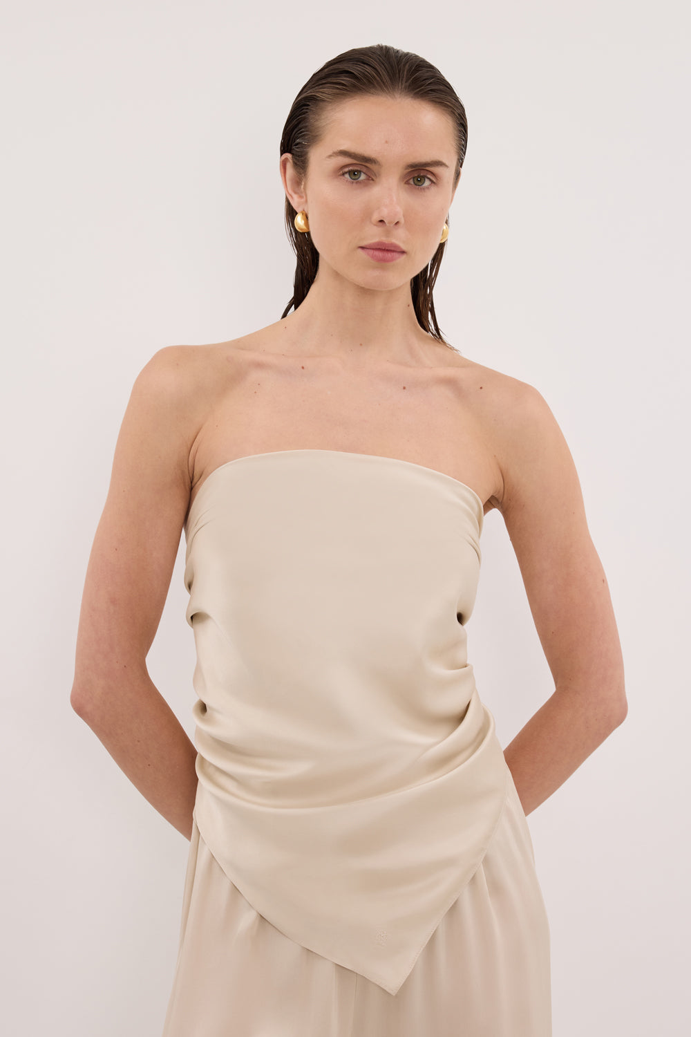 PERCY SANDSTONE SILK SCARF TOP Clothing DISSH Boutiques 