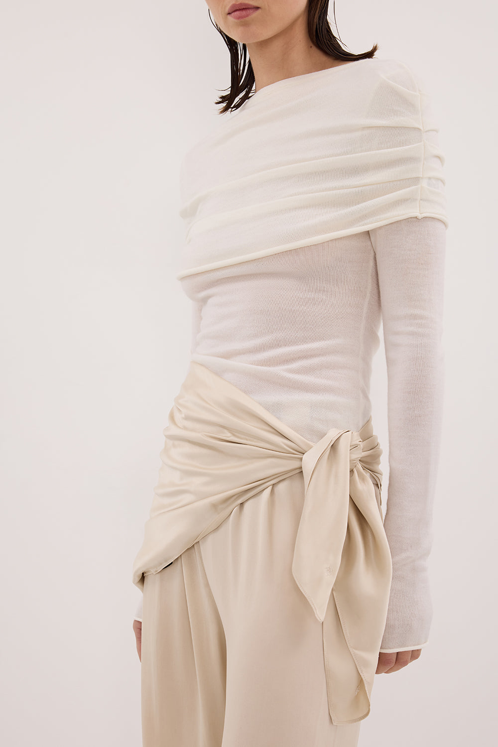 PERCY SANDSTONE SILK SCARF TOP Clothing DISSH Boutiques 