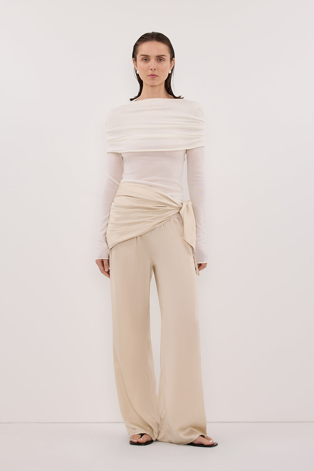 PERCY SANDSTONE SILK SCARF TOP Clothing DISSH Boutiques 