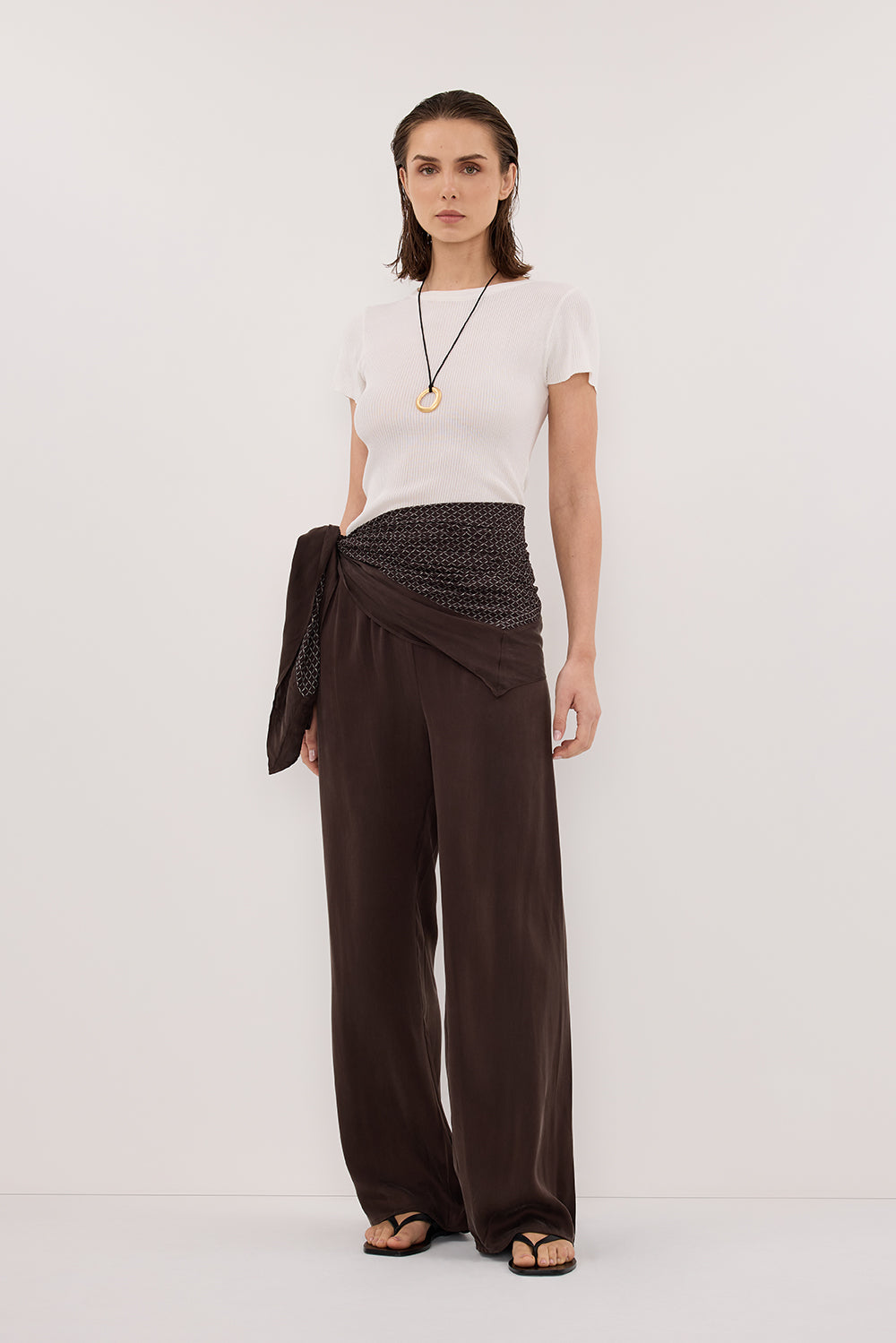 TIA CHOC MICRO CHECK SCARF TOP Clothing DISSH Boutiques 