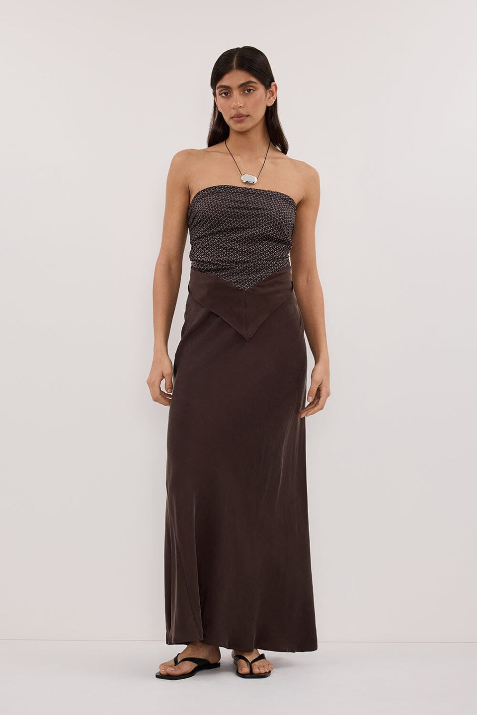 TIA CHOC MICRO CHECK SCARF TOP Clothing DISSH Boutiques 