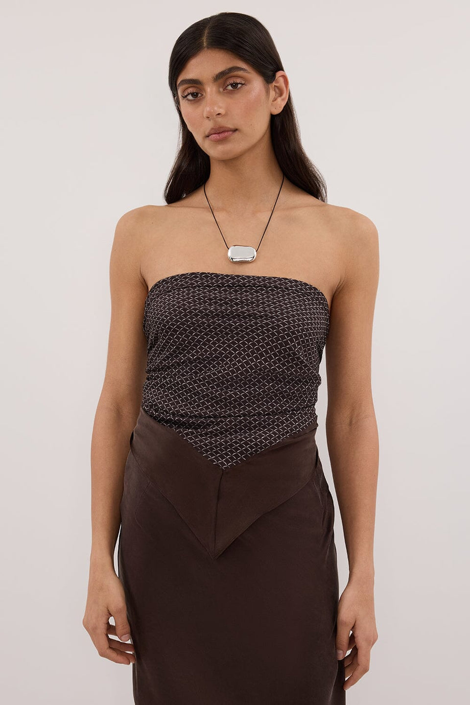 TIA CHOC MICRO CHECK SCARF TOP Clothing DISSH Boutiques 
