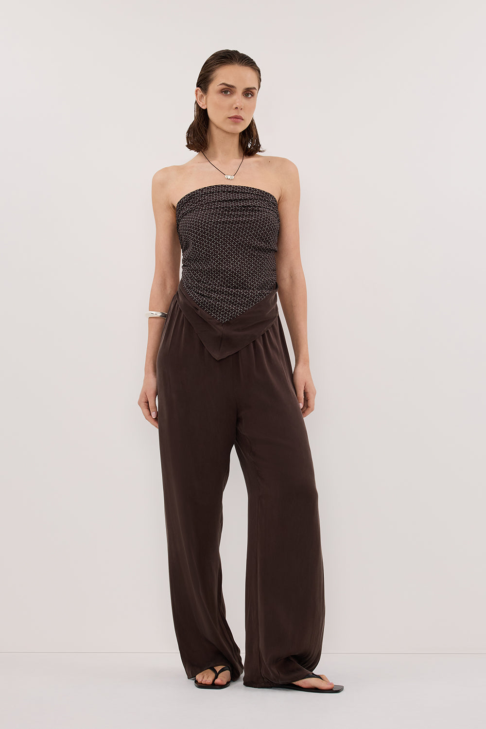 TIA CHOC MICRO CHECK SCARF TOP Clothing DISSH Boutiques 