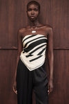 RAE BLACK STRIPE SILK SCARF TOP - PRE ORDER