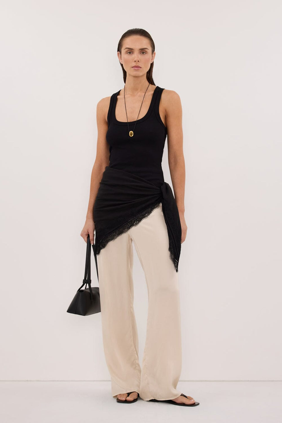 ANDREA BLACK CUPRO LACE SCARF Accessories DISSH Boutiques O/S BLACK 