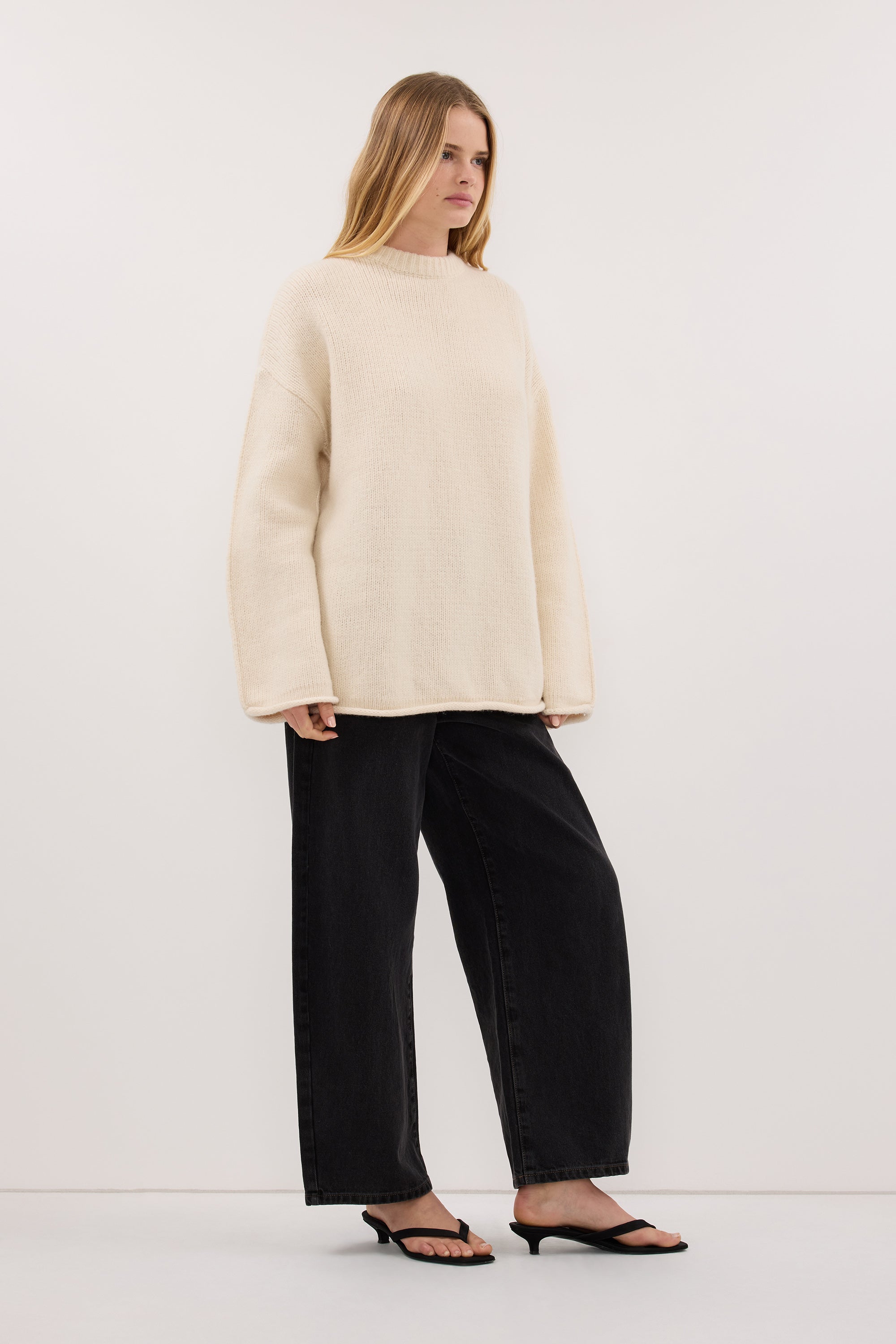 MILLY CREAM CREW NECK KNIT JUMPER