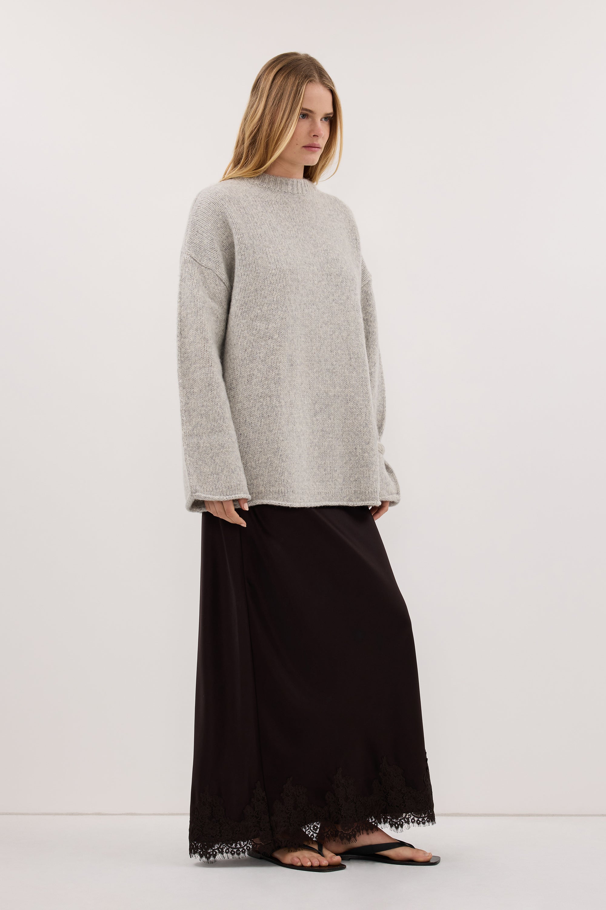 MILLY SILVER CREW NECK KNIT JUMPER