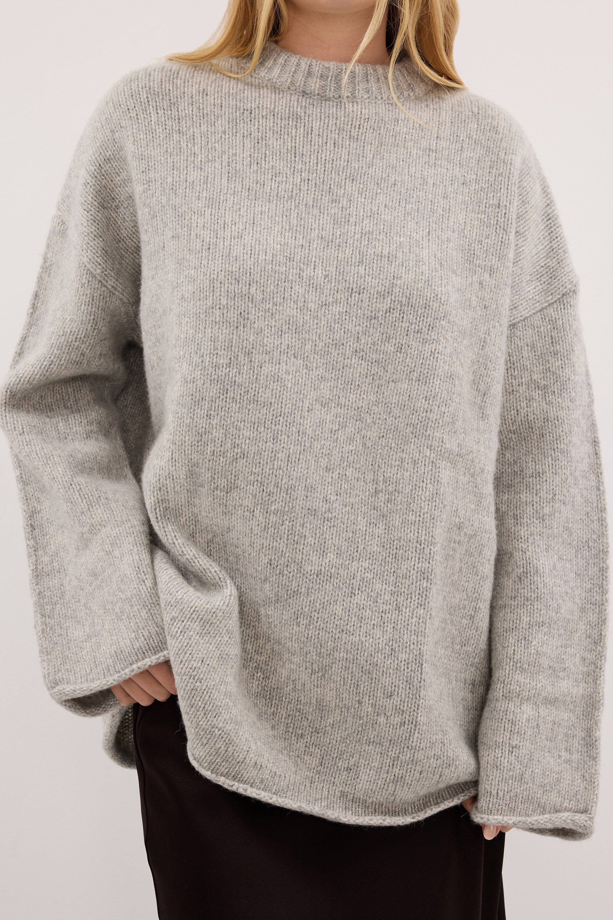 MILLY SILVER CREW NECK KNIT JUMPER