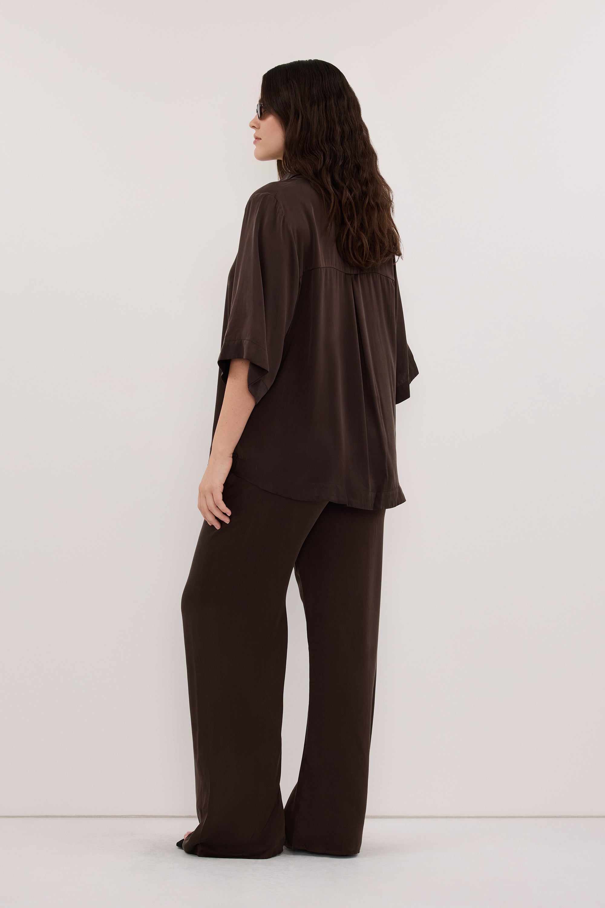 PERCY BITTER CHOC SILK SHIRT