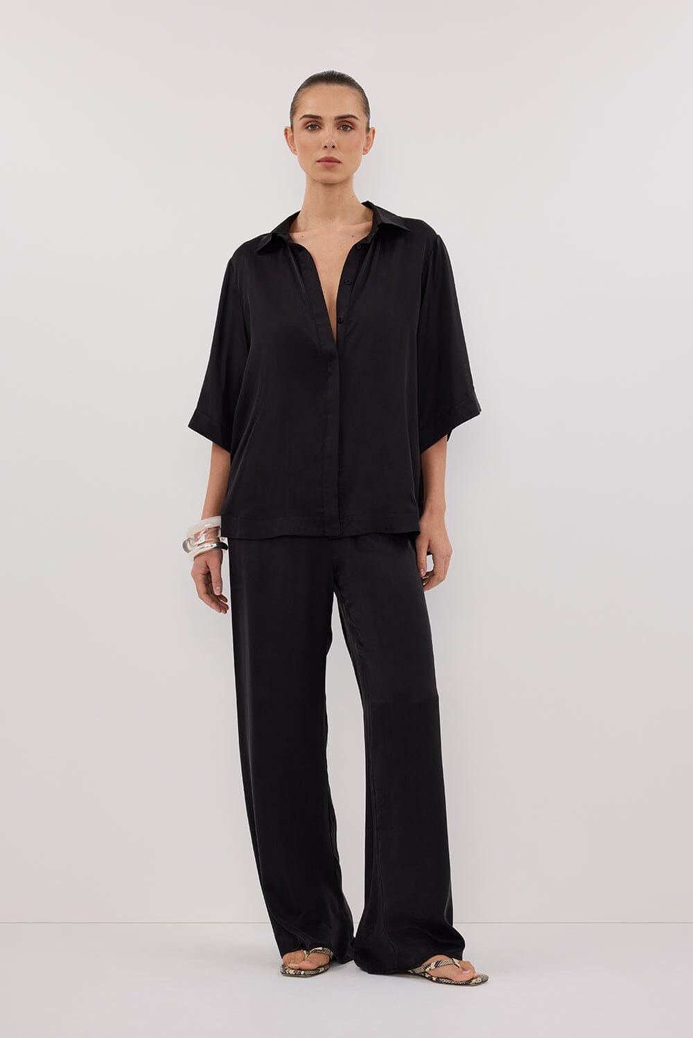 PERCY BLACK SILK SHIRT Clothing DISSH Boutiques 6 BLACK 