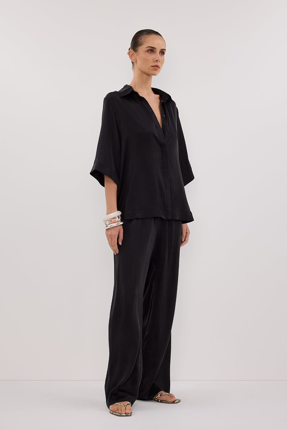PERCY BLACK SILK SHIRT Clothing DISSH Boutiques 