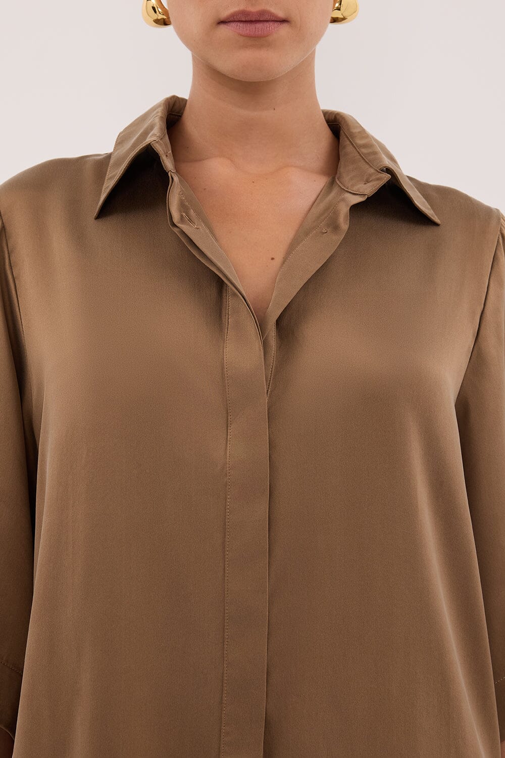 PERCY CHESTNUT SILK SHIRT