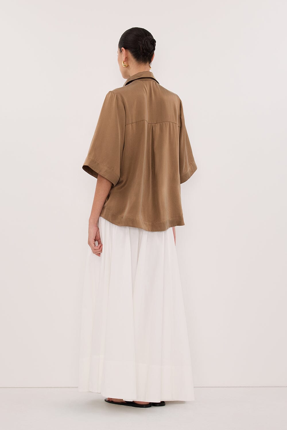 PERCY CHESTNUT SILK SHIRT Clothing DISSH Boutiques 