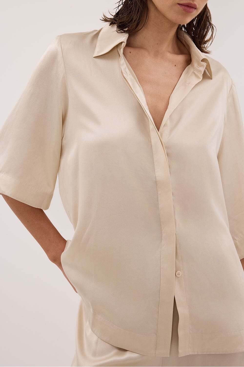 PERCY SANDSTONE SILK SHIRT