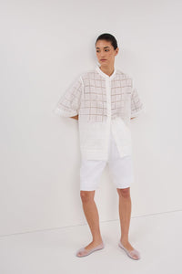 OWEN WHITE SLEEVED BRODERIE SHIRT