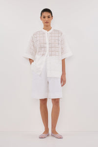 OWEN WHITE SLEEVED BRODERIE SHIRT