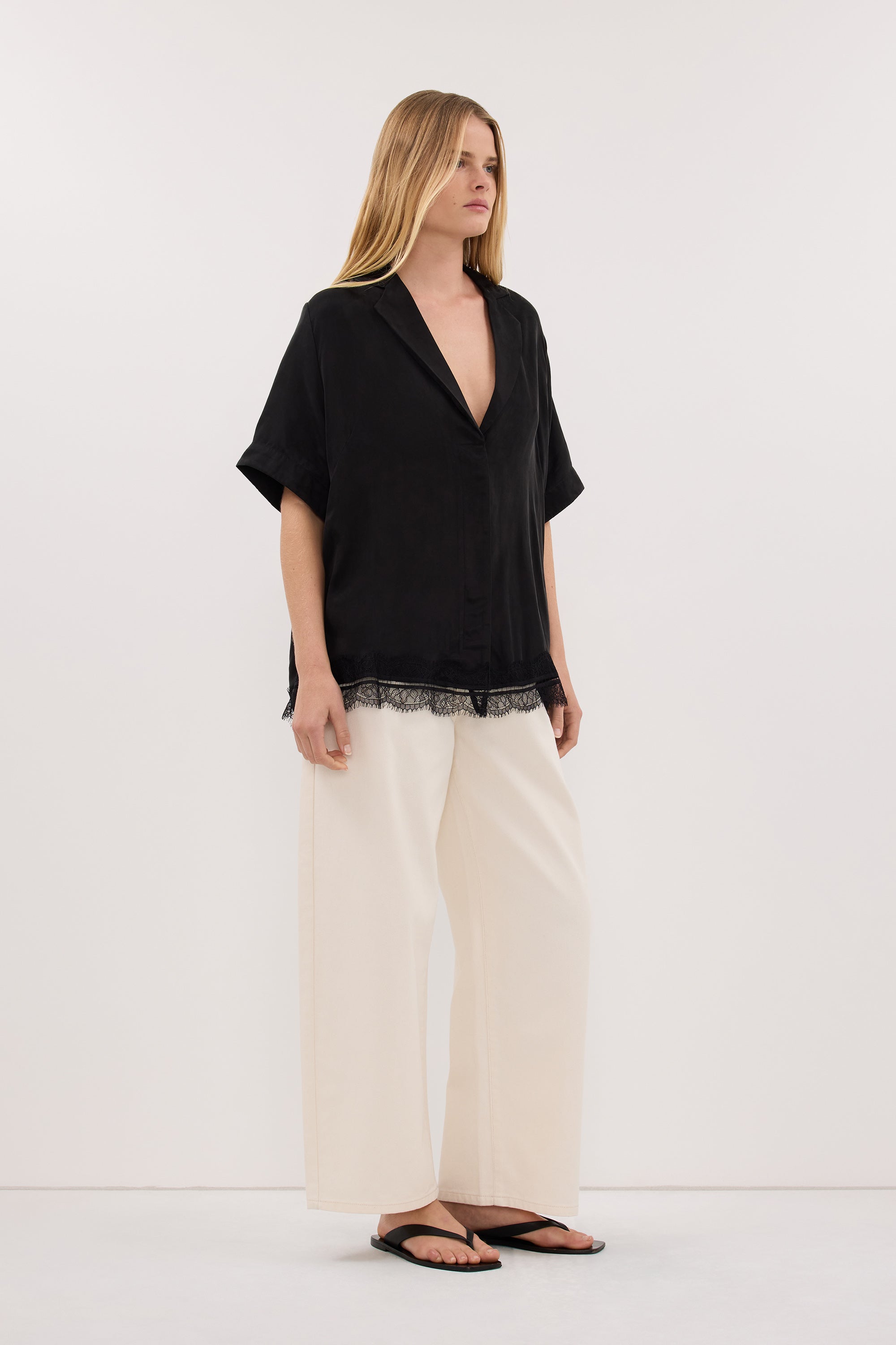 ANDREA BLACK CUPRO LACE SHIRT