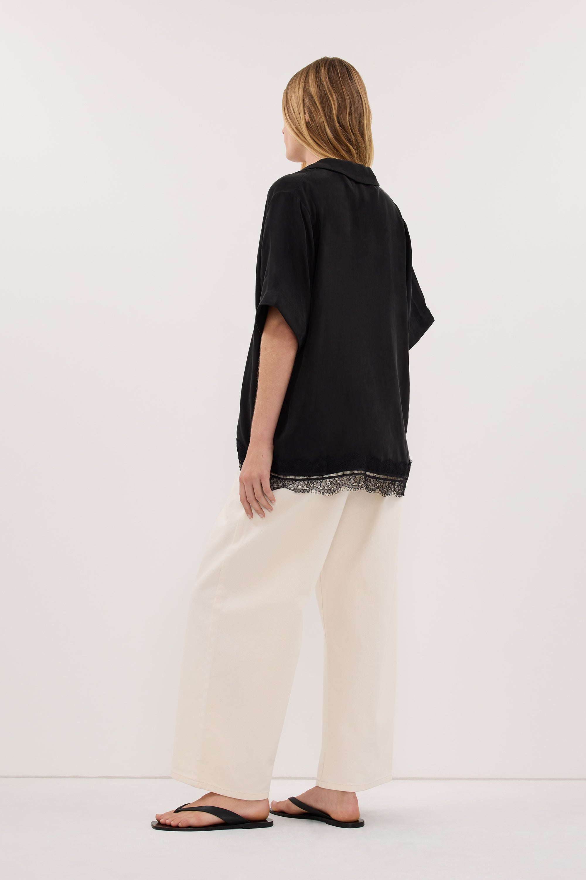 ANDREA BLACK CUPRO LACE SHIRT