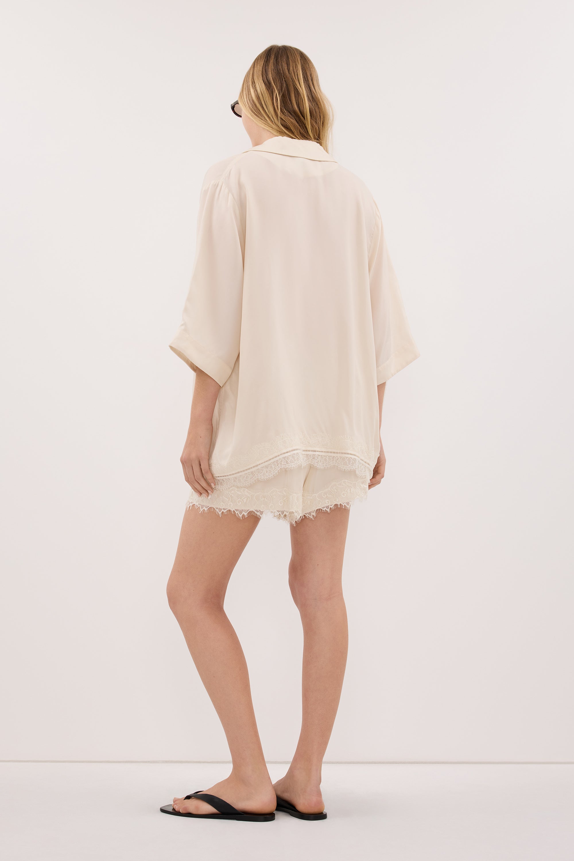ANDREA SANDSTONE CUPRO LACE SHIRT