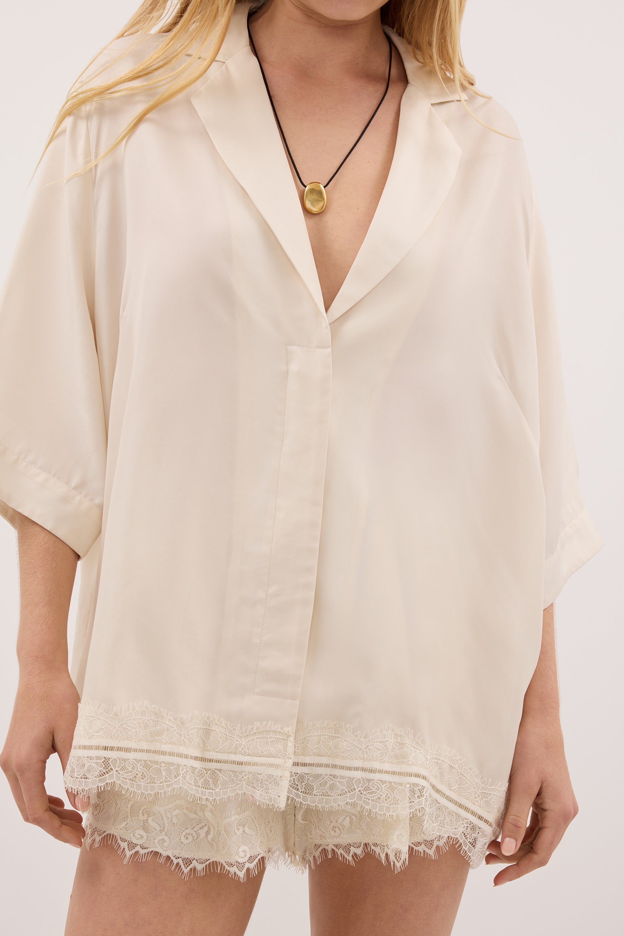 ANDREA SANDSTONE CUPRO LACE SHIRT