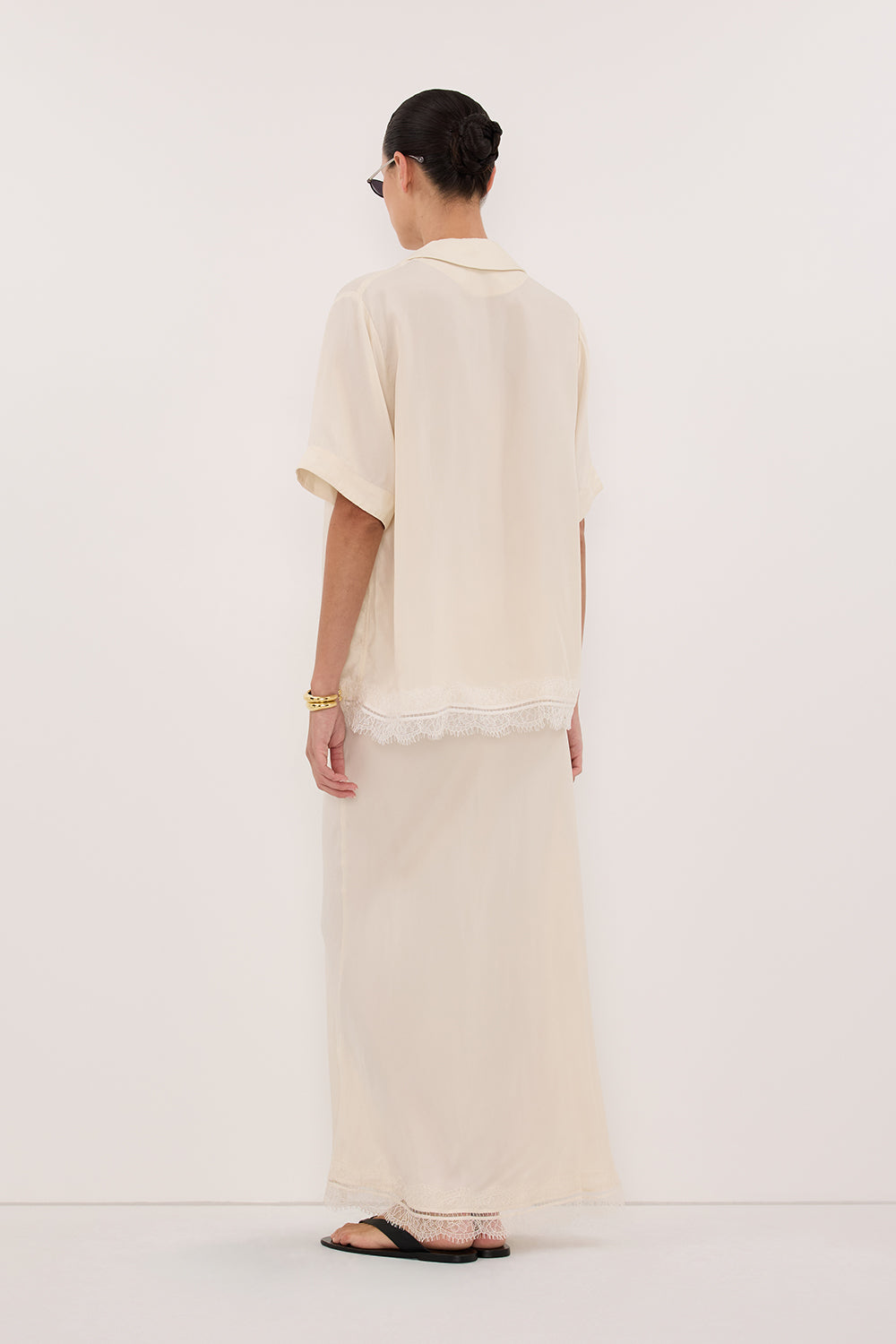 ANDREA SANDSTONE CUPRO LACE SHIRT