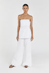 TORI WHITE LINEN STRAPLESS TOP