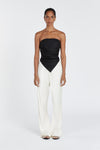 NICCI BLACK LINEN STRAPLESS TOP