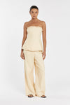 ZAHARA LEMON LINEN FRINGED TOP