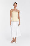 TIA WHITE LINEN CIRCLE MIDI SKIRT