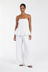 PAIGE WHITE LINEN BLEND STRAPLESS TOP