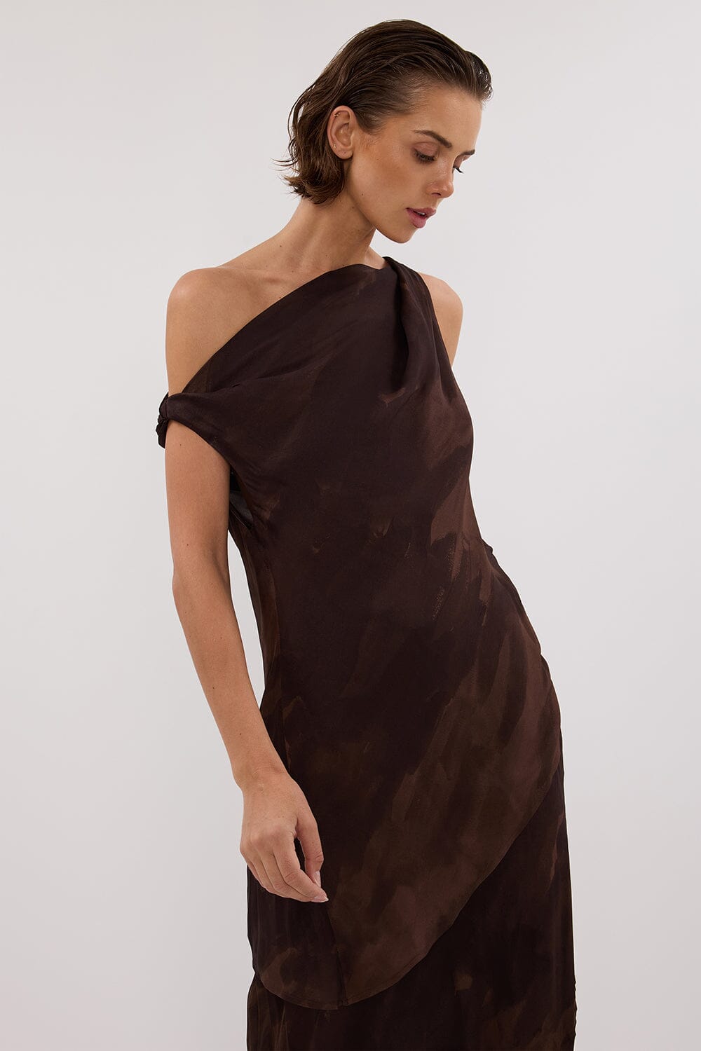 WILLOW CHOC PRINT TWIST TOP Clothing DISSH Boutiques 