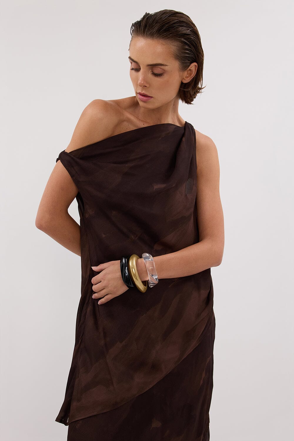 WILLOW CHOC PRINT TWIST TOP Clothing DISSH Boutiques 