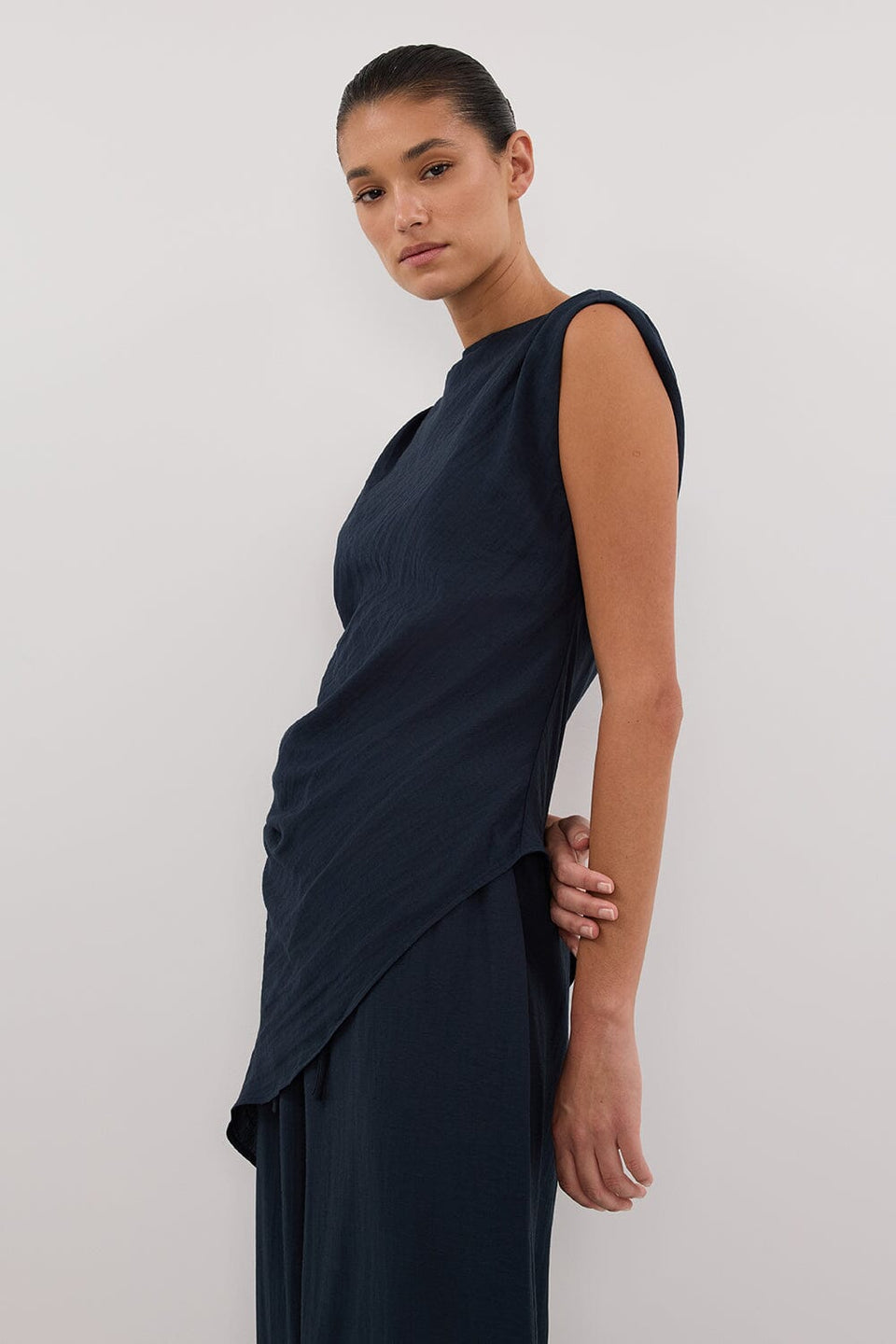 SHYLA SLATE ASYM TOP Clothing DISSH Boutiques 