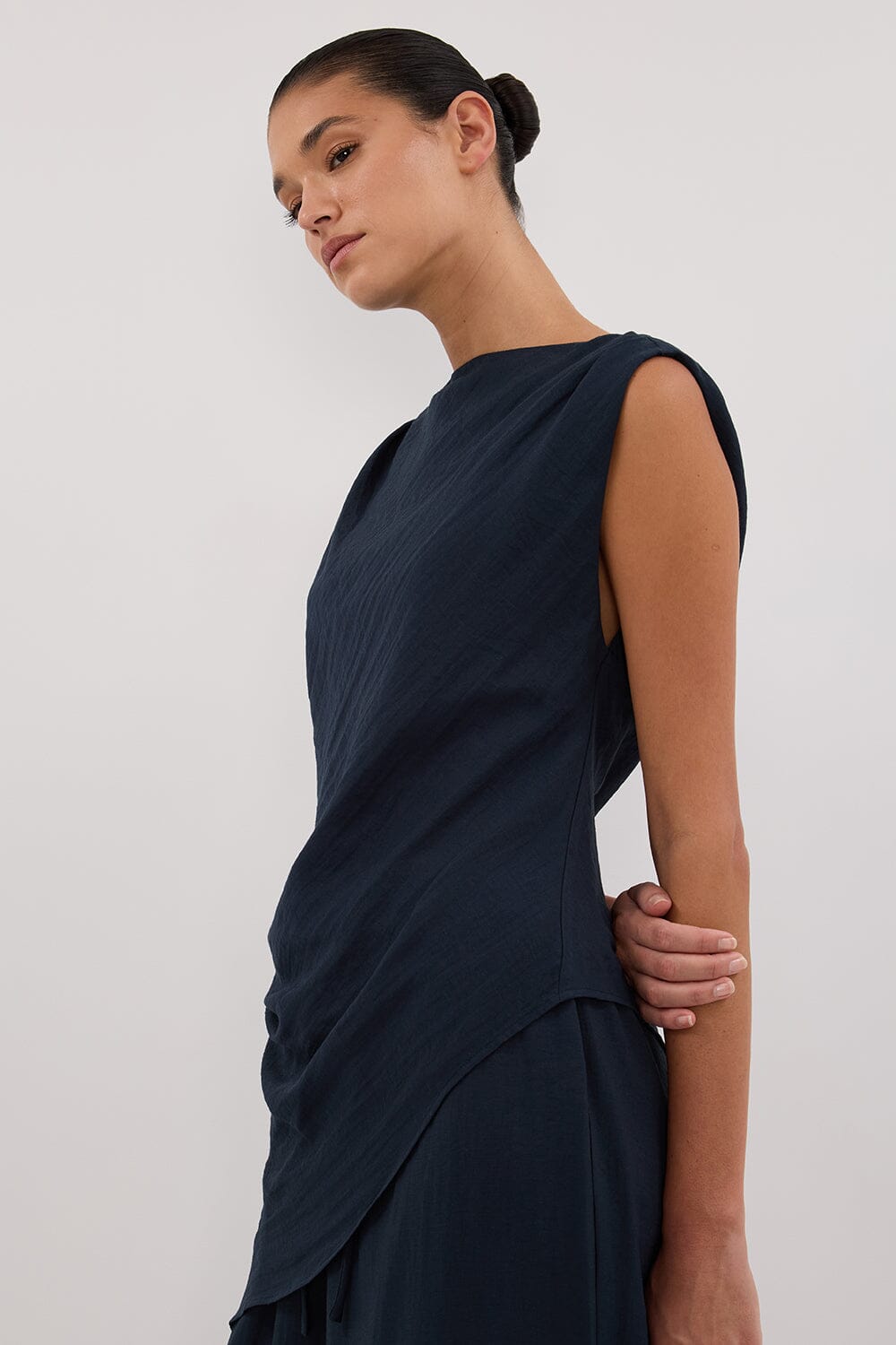 SHYLA SLATE ASYM TOP Clothing DISSH Boutiques 
