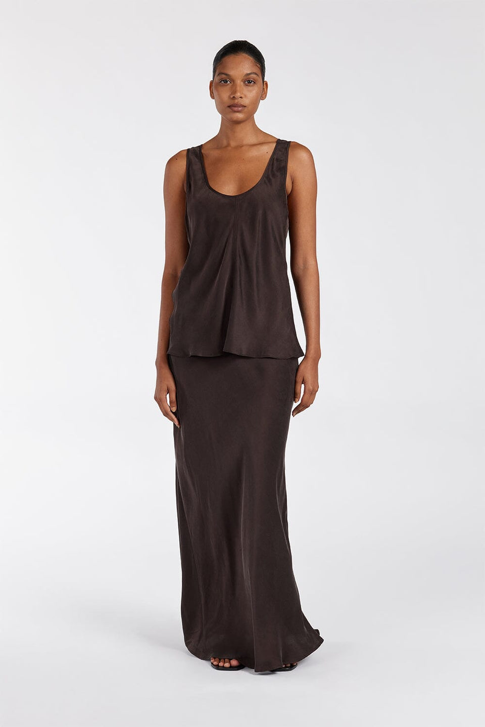 COLETTE BITTER CHOC SILK CAMI TOP Clothing DISSH Boutiques 