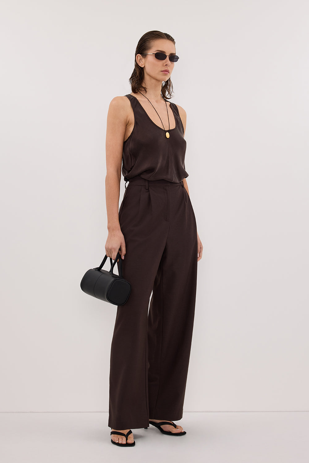 COLETTE BITTER CHOC SILK CAMI TOP Clothing DISSH Boutiques 