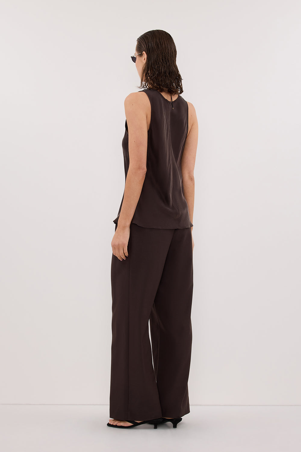 COLETTE BITTER CHOC SILK CAMI TOP Clothing DISSH Boutiques 