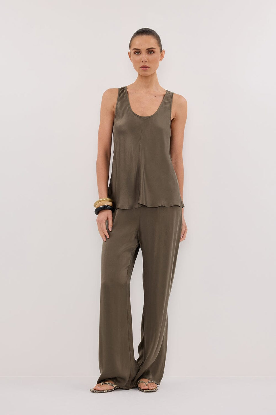 COLETTE OLIVE SILK CAMI TOP Clothing DISSH Boutiques 