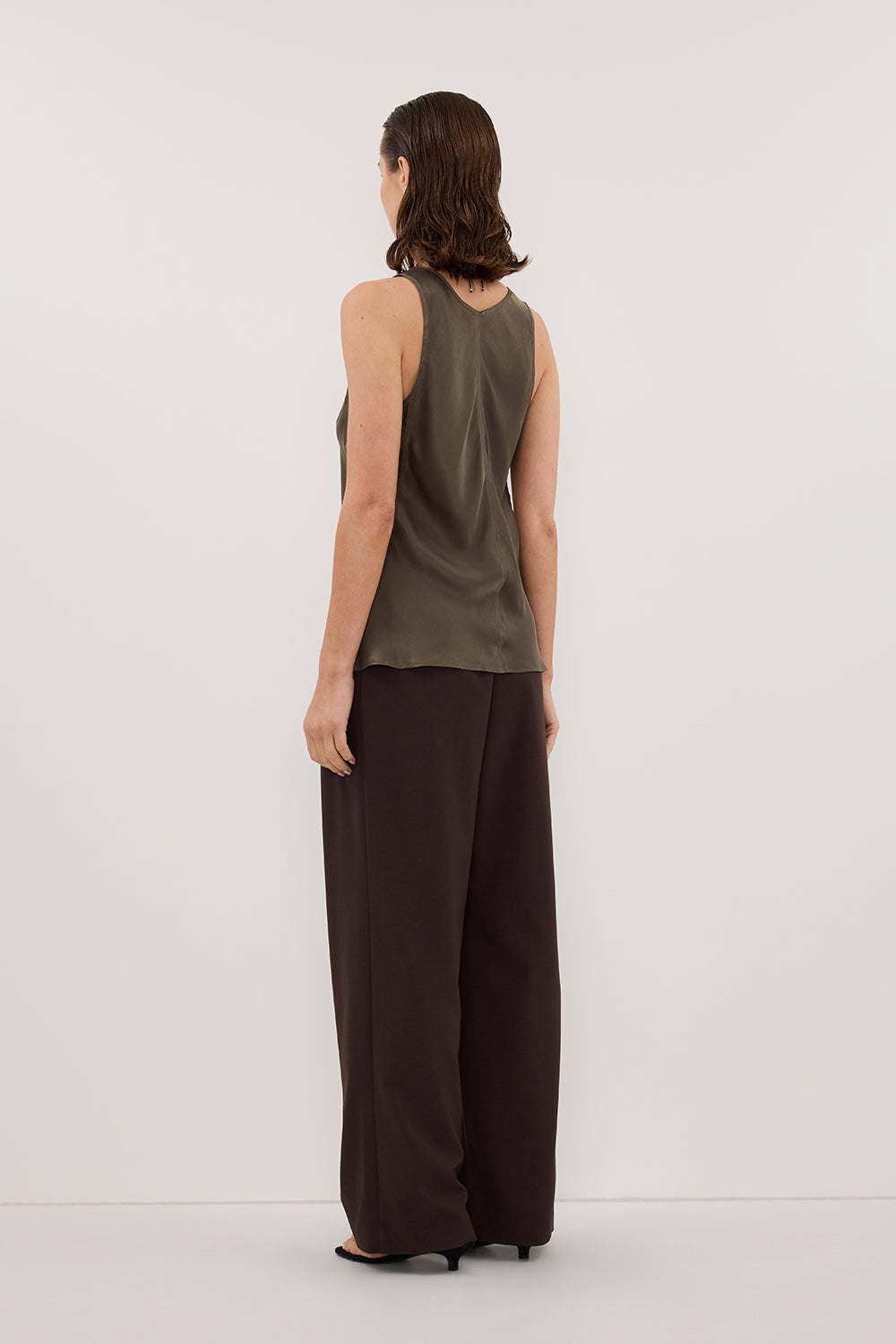 COLETTE OLIVE SILK CAMI TOP Clothing DISSH Boutiques 