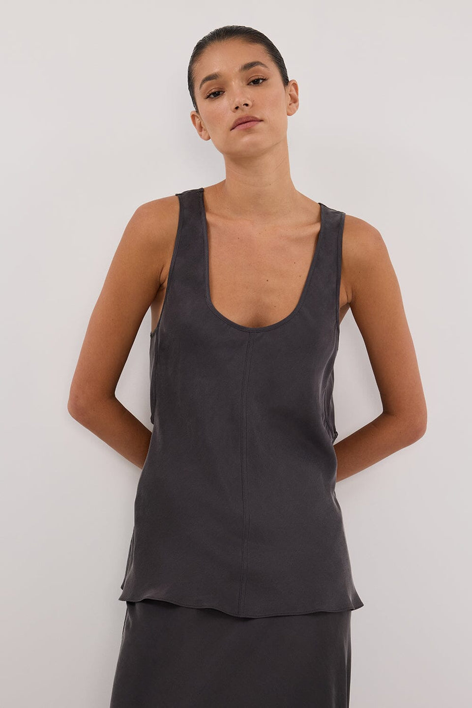 COLETTE PETROL SILK CAMI TOP Clothing DISSH Boutiques 