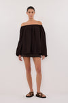 SHANIYA BITTER CHOC LONG SLEEVE TOP
