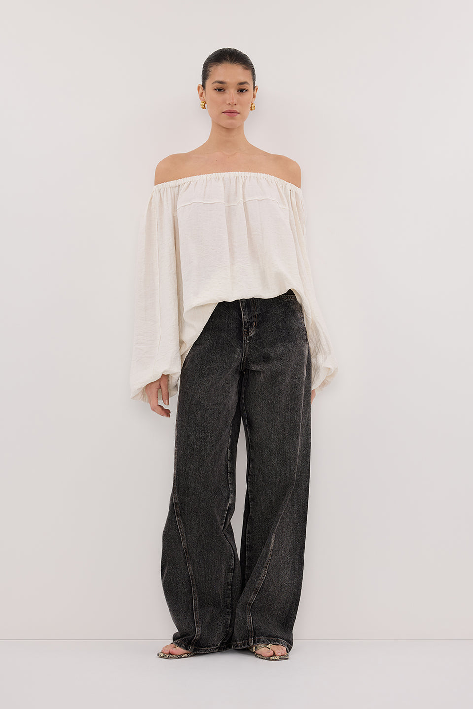 SHANIYA CREAM MARLE SLEEVED TOP Clothing DISSH Boutiques 