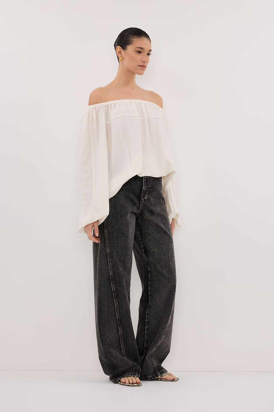 SHANIYA CREAM MARLE SLEEVED TOP Clothing DISSH Boutiques 