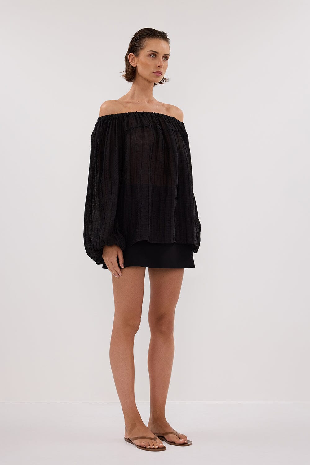 TAHITI BLACK LONG SLEEVE TOP Clothing DISSH Boutiques 