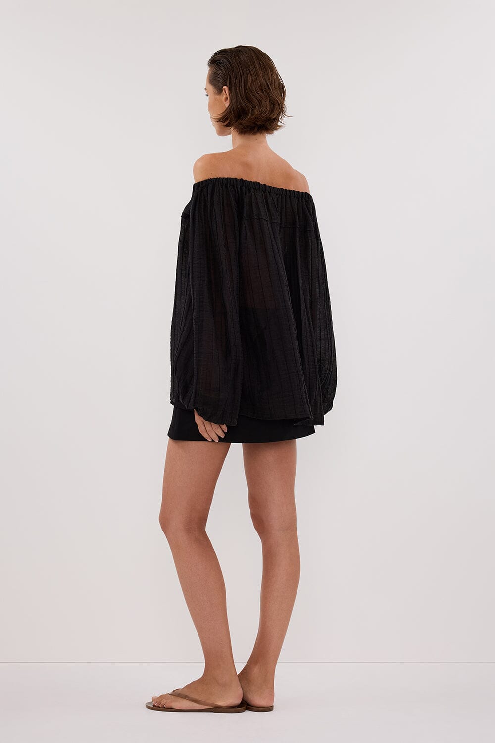 TAHITI BLACK LONG SLEEVE TOP Clothing DISSH Boutiques 