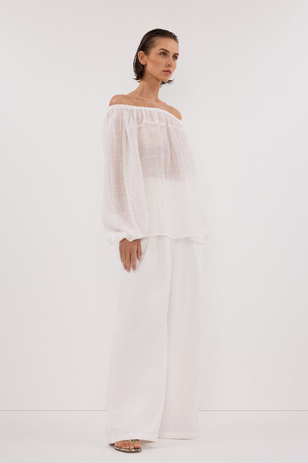 TAHITI WHITE LONG SLEEVE TOP Clothing DISSH Boutiques 